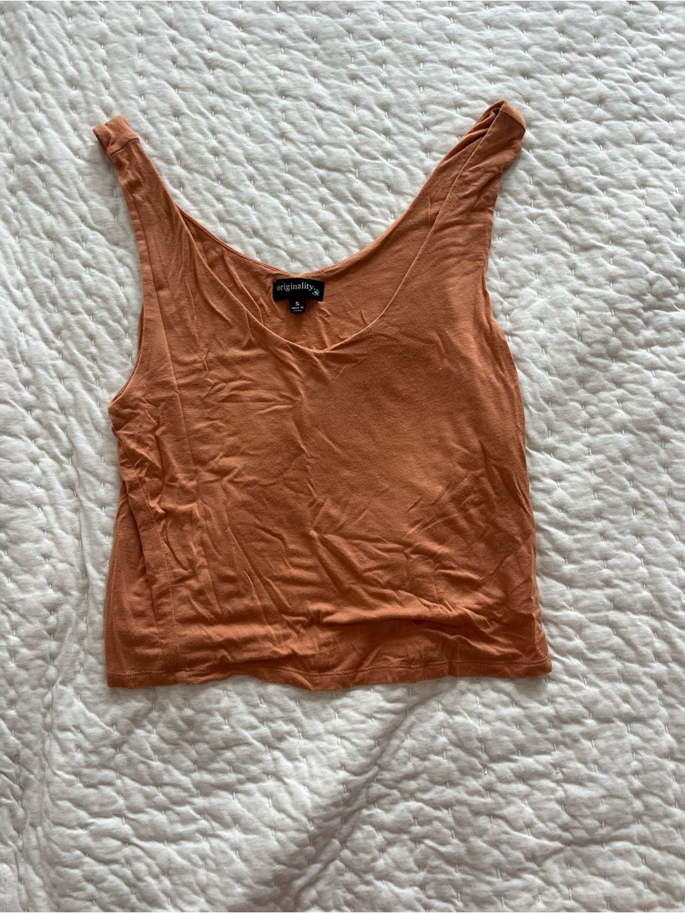 Originality Rust Orange Scoop-Neck Tank